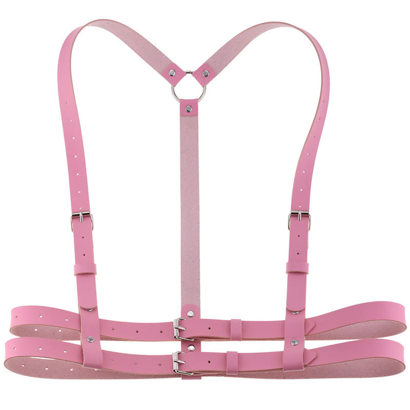 Punk Strap Corset Belt Women's Leather Chain Belt - Pink - image 11