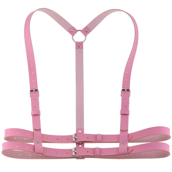 Punk Strap Corset Belt Women's Leather Chain Belt - Pink - image 11