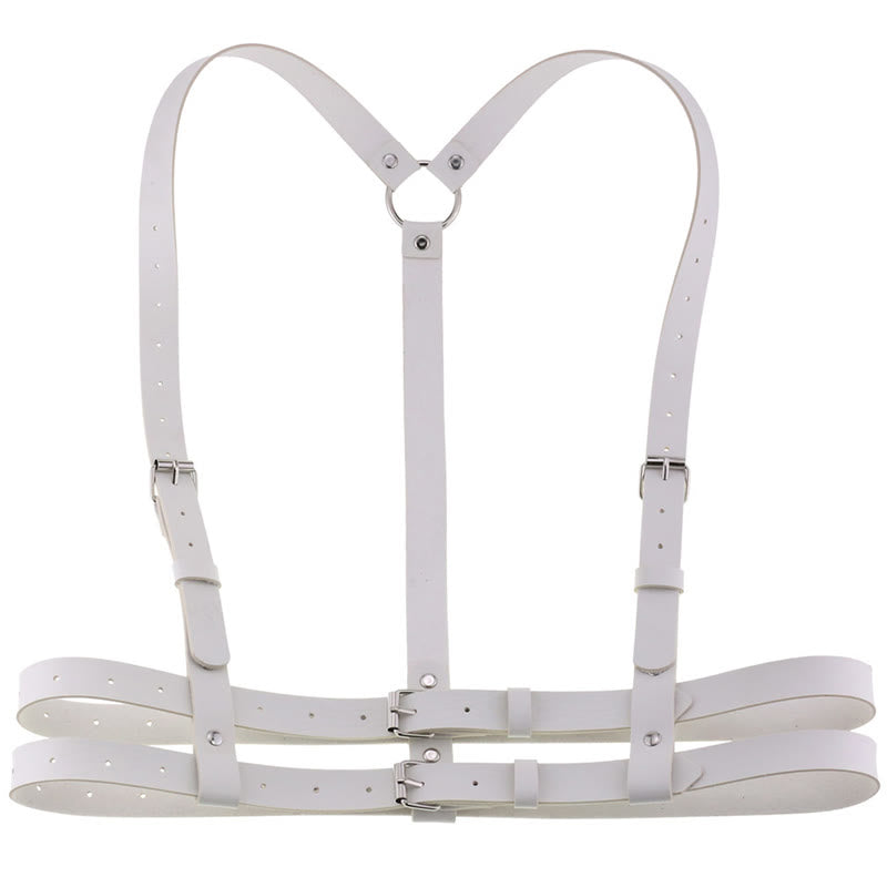 Punk Strap Corset Belt Women's Leather Chain Belt - White - image 10