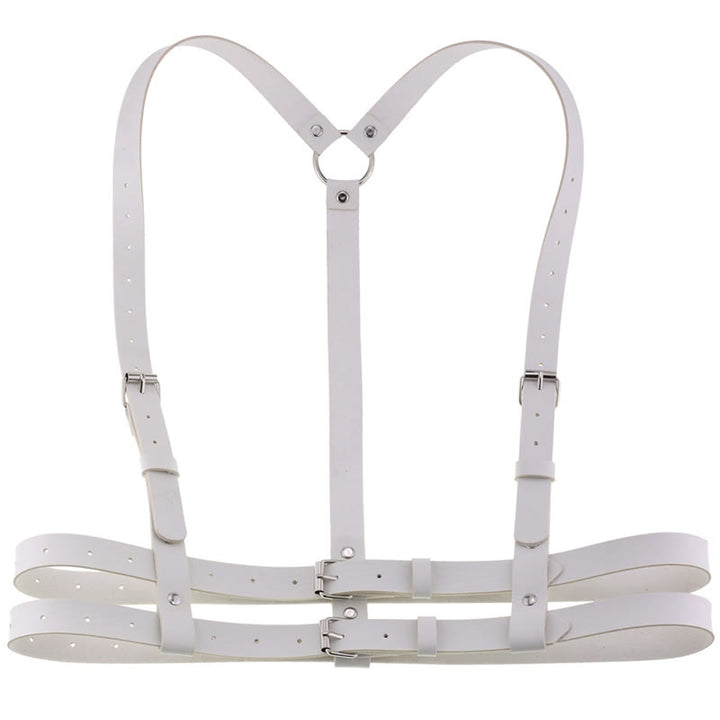 Punk Strap Corset Belt Women's Leather Chain Belt - White - image 10