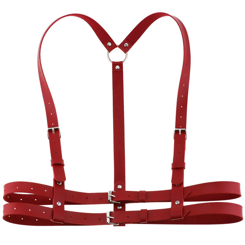 Punk Strap Corset Belt Women's Leather Chain Belt - FireBrick - image 6
