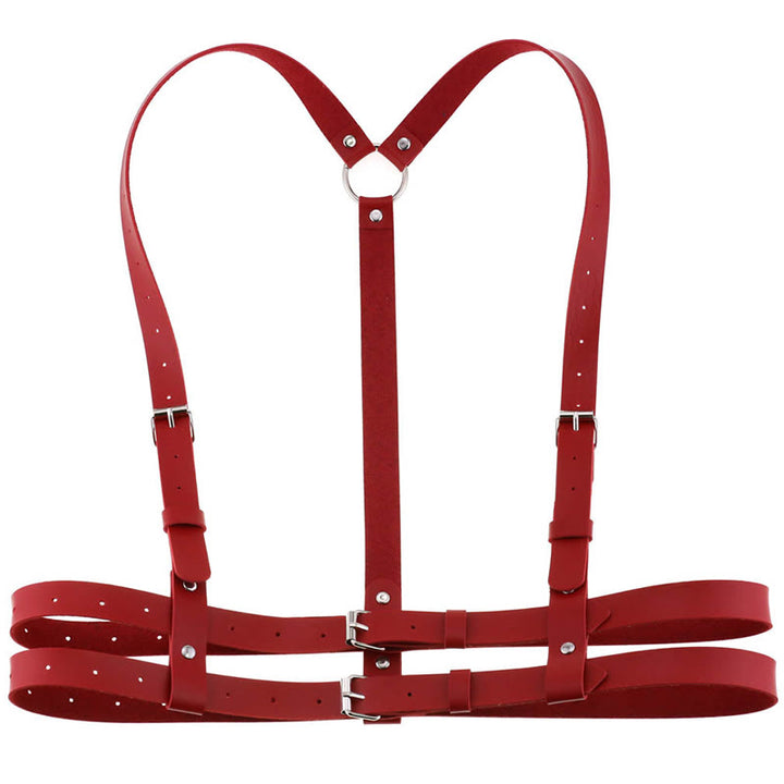 Punk Strap Corset Belt Women's Leather Chain Belt - FireBrick - image 6