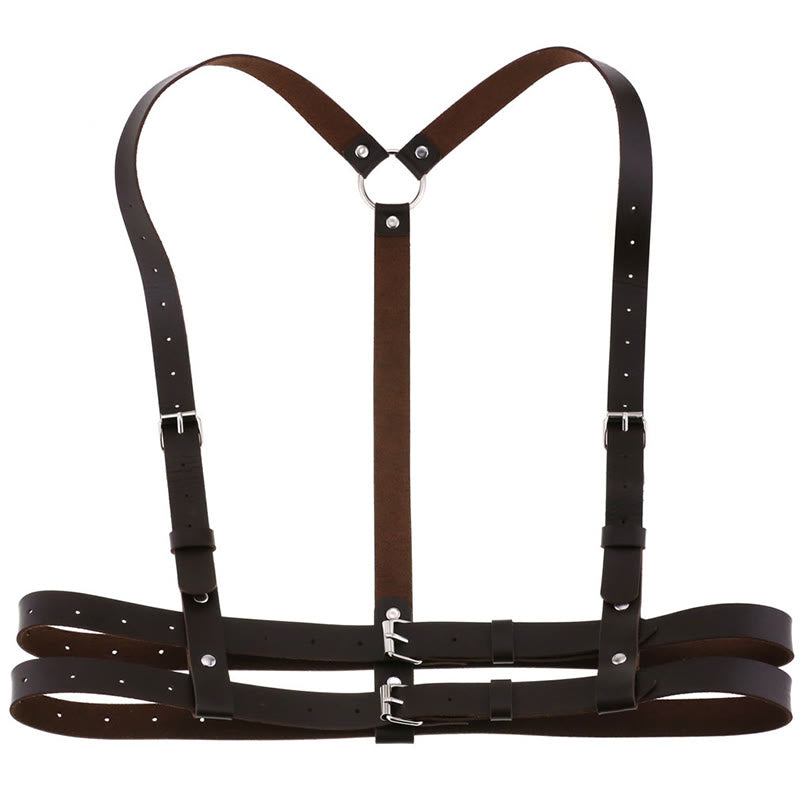 Punk Strap Corset Belt Women's Leather Chain Belt - SaddleBrown - image 17