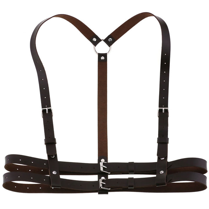 Punk Strap Corset Belt Women's Leather Chain Belt - SaddleBrown - image 17