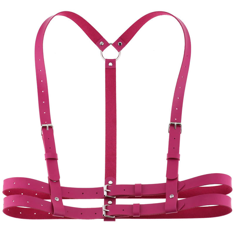 Punk Strap Corset Belt Women's Leather Chain Belt - HotPink - image 19