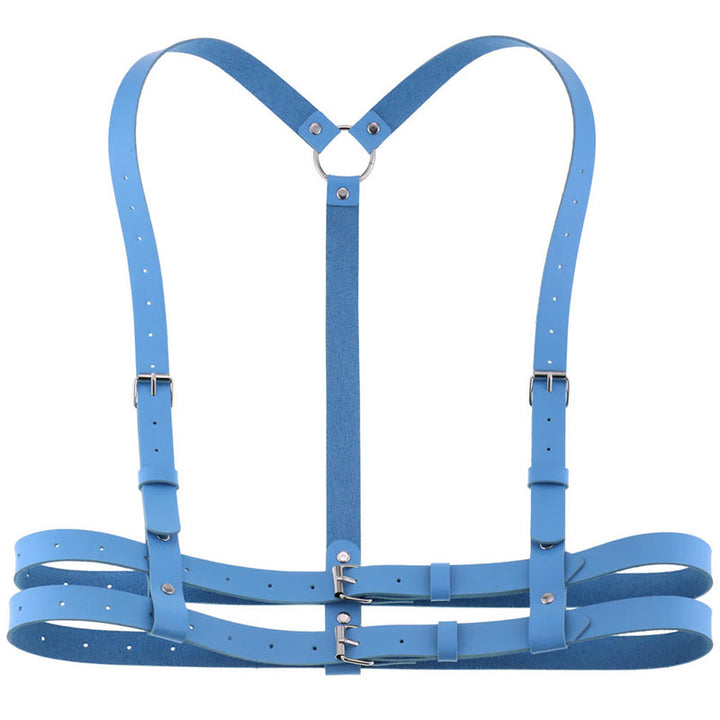 Punk Strap Corset Belt Women's Leather Chain Belt - Blue - image 16