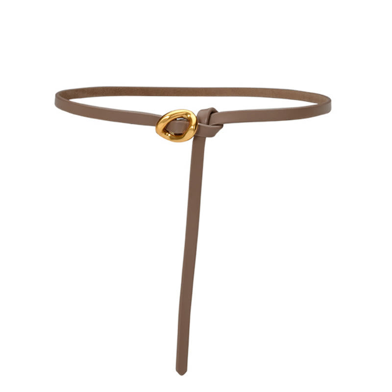 Thin Dress Knot Belt Women's Genuine Leather Belt - BurlyWood - 41.34in / 105cm - image 21