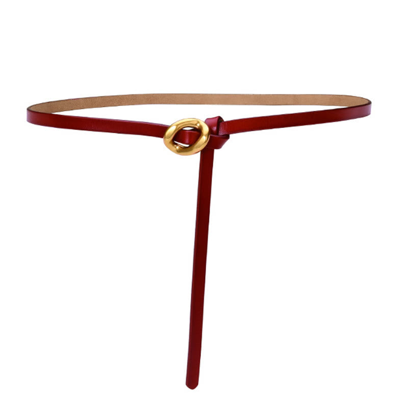 Thin Dress Knot Belt Women's Genuine Leather Belt - DarkRed - 41.34in / 105cm - image 23
