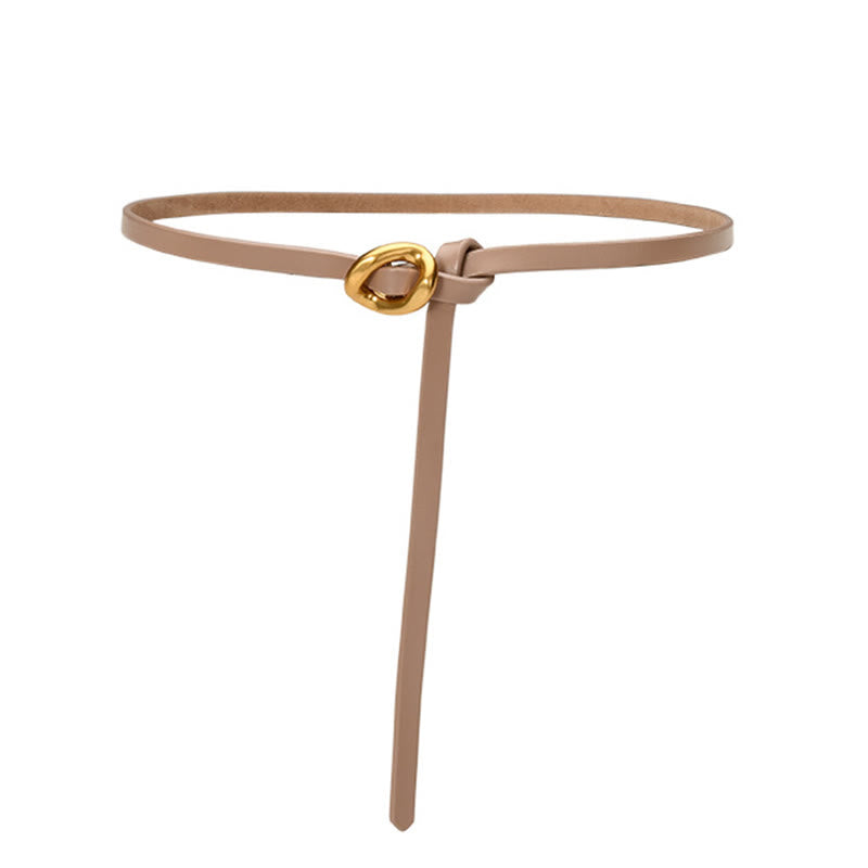 Thin Dress Knot Belt Women's Genuine Leather Belt - Wheat - 41.34in / 105cm - image 16