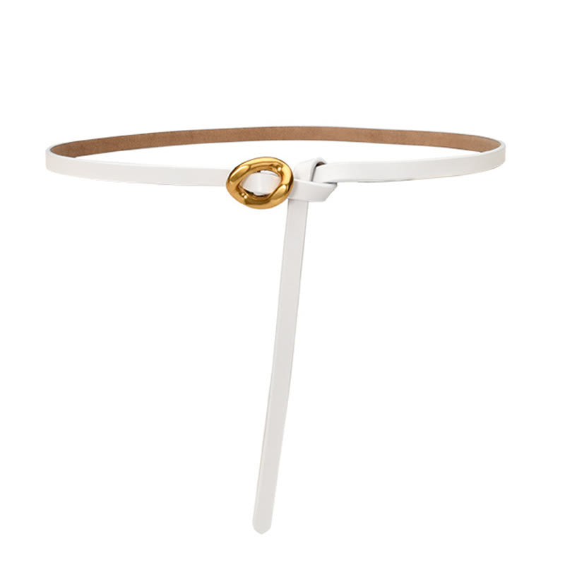 Thin Dress Knot Belt Women's Genuine Leather Belt - White - 41.34in / 105cm - image 10