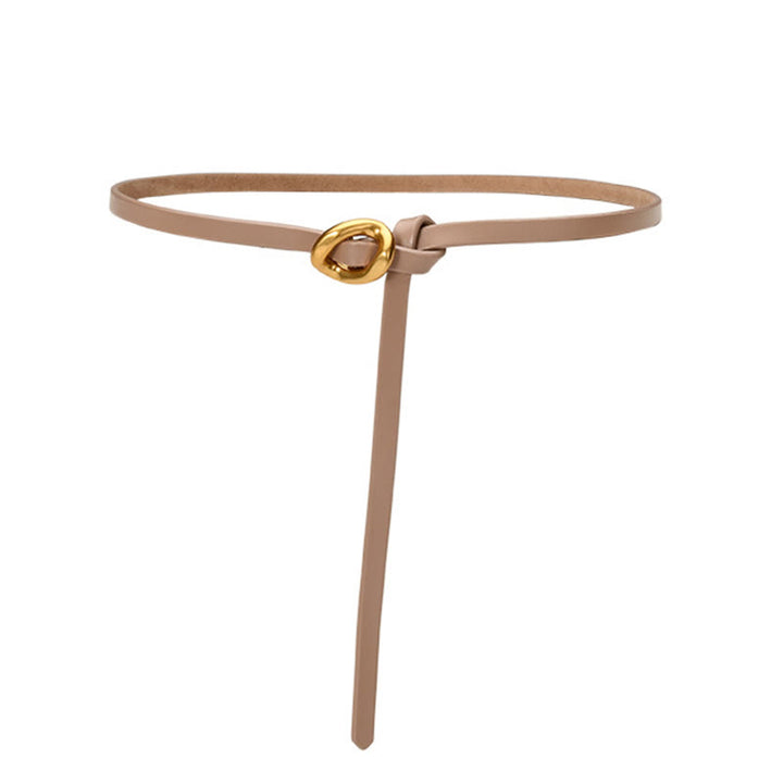 Thin Dress Knot Belt Women's Genuine Leather Belt - Wheat - 41.34in / 105cm - image 16