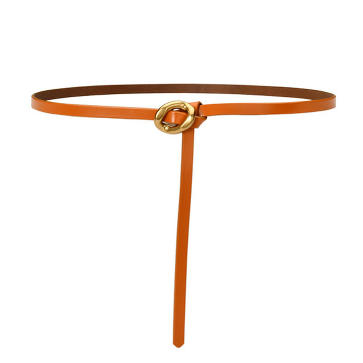Thin Dress Knot Belt Women's Genuine Leather Belt - DarkOrange - 41.34in / 105cm - image 12
