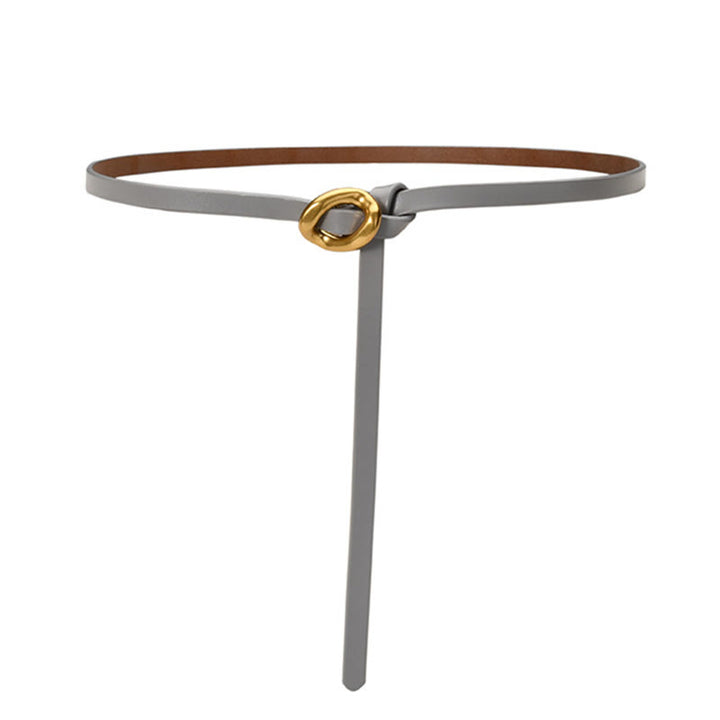 Thin Dress Knot Belt Women's Genuine Leather Belt - DarkGray - 41.34in / 105cm - image 15