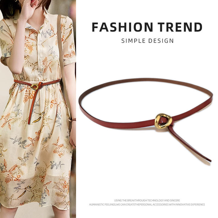 Thin Dress Knot Belt Women's Genuine Leather Belt - image 5