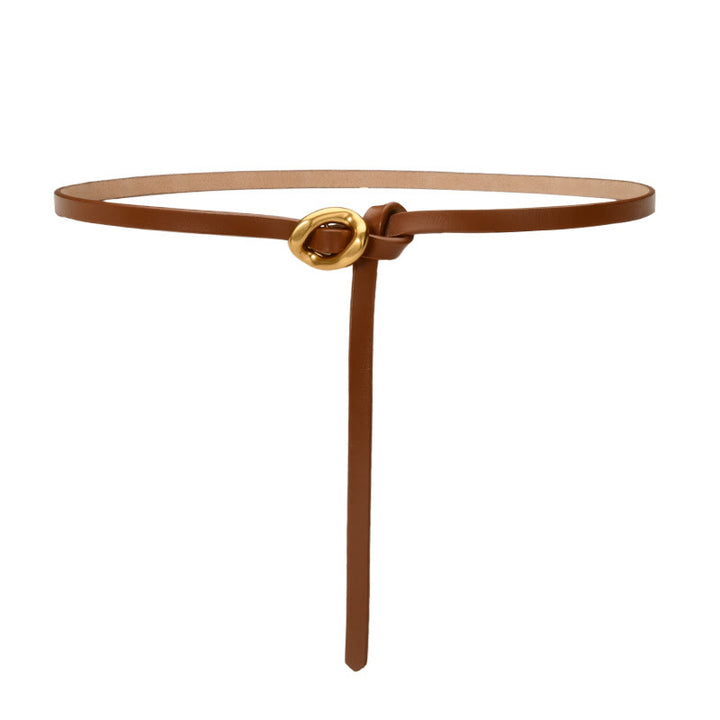 Thin Dress Knot Belt Women's Genuine Leather Belt - image 0