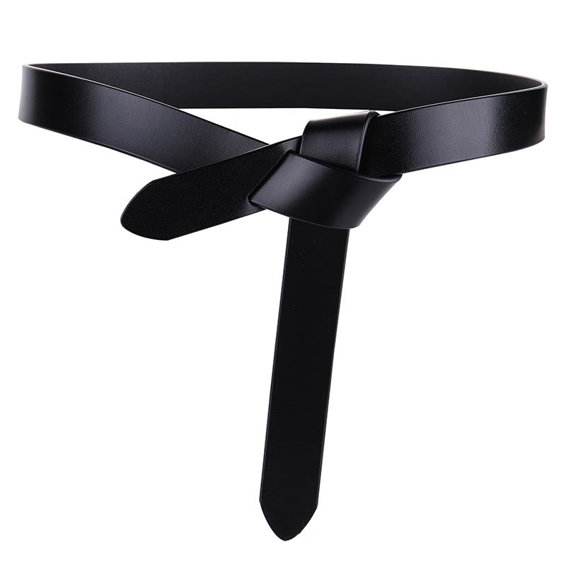 Black Brown Knot Belt Dress Leather Belt For Women - Black - 47.24in / 120cm - image 6