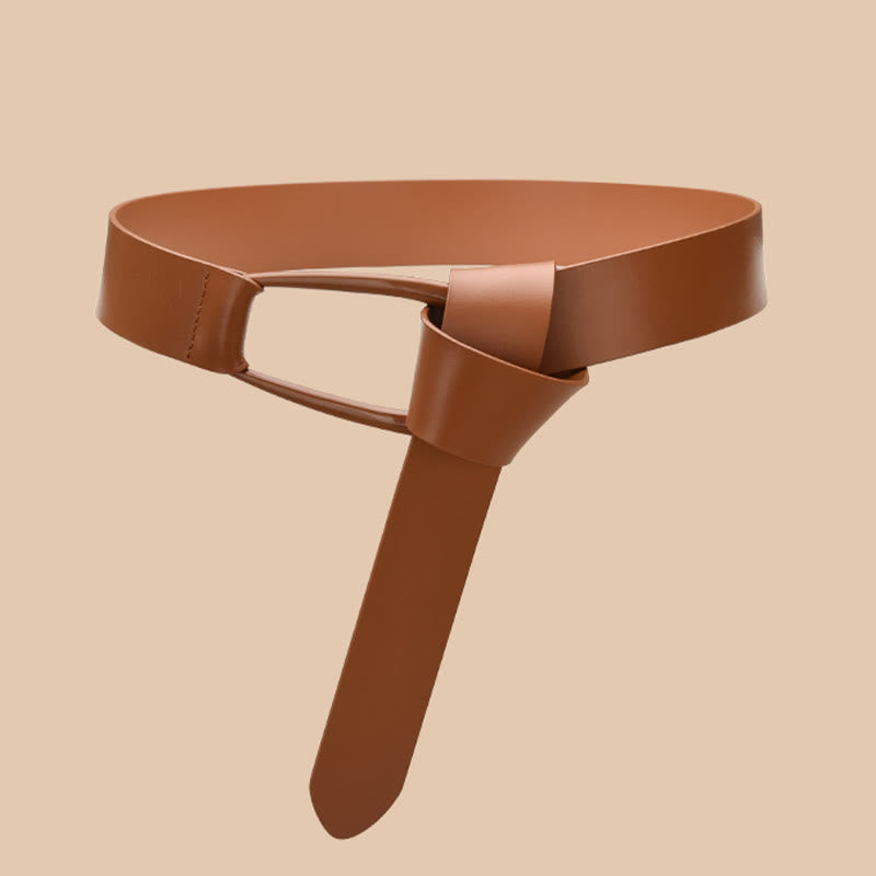 Simple Wide Waist Belt For Women Leather Knot Belt - image 8