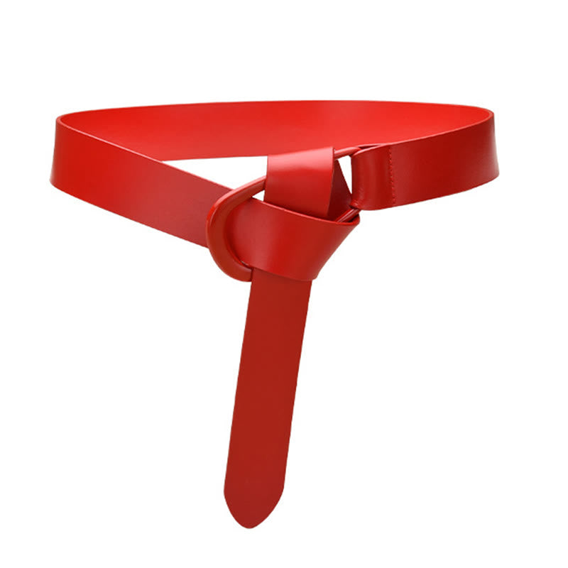 Simple Wide Waist Belt For Women Leather Knot Belt - Crimson - 43.31in / 110cm - image 21