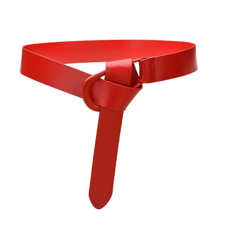 Simple Wide Waist Belt For Women Leather Knot Belt - Crimson - 43.31in / 110cm - image 21