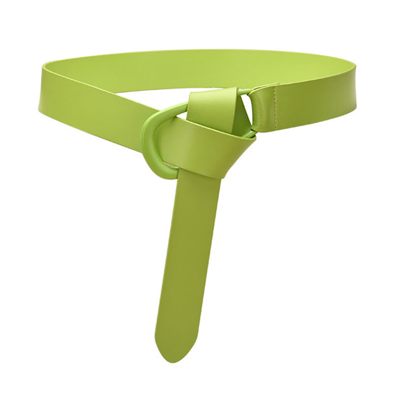 Simple Wide Waist Belt For Women Leather Knot Belt - YellowGreen - 43.31in / 110cm - image 13