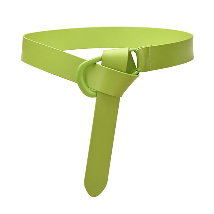 Simple Wide Waist Belt For Women Leather Knot Belt - YellowGreen - 43.31in / 110cm - image 13