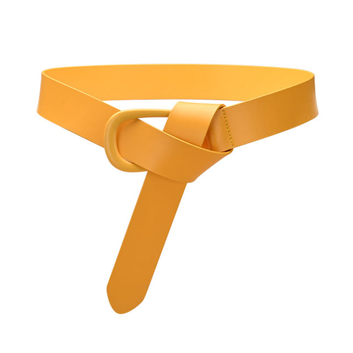 Simple Wide Waist Belt For Women Leather Knot Belt - Gold - 43.31in / 110cm - image 15