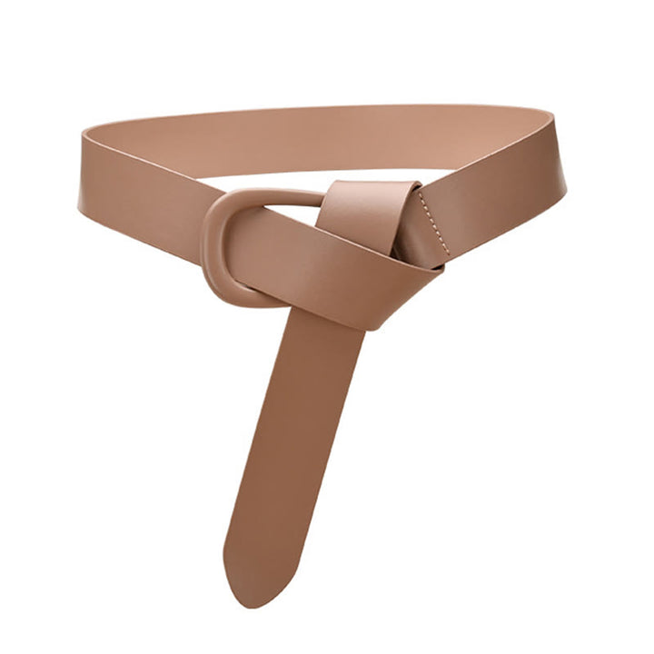 Simple Wide Waist Belt For Women Leather Knot Belt - BurlyWood - 43.31in / 110cm - image 17