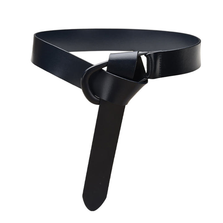Simple Wide Waist Belt For Women Leather Knot Belt - MidnightBlue - 43.31in / 110cm - image 16