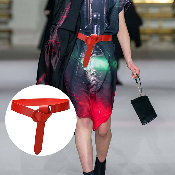 Simple Wide Waist Belt For Women Leather Knot Belt - image 3
