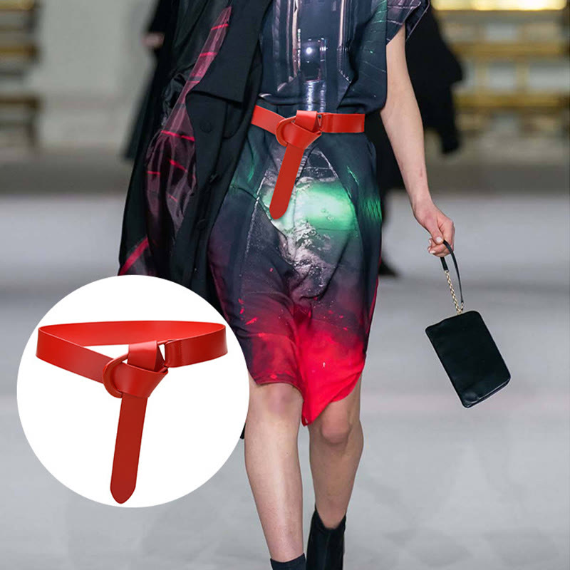Simple Wide Waist Belt For Women Leather Knot Belt - image 3