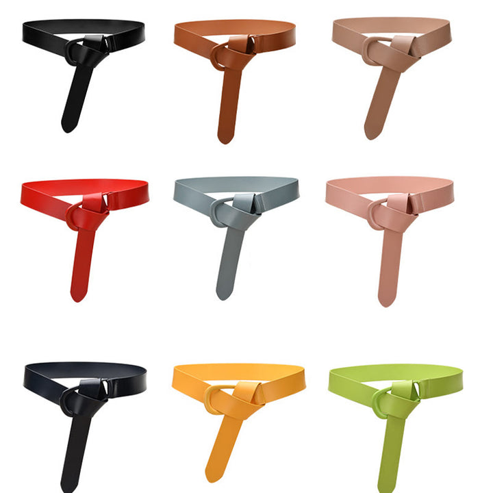 Simple Wide Waist Belt For Women Leather Knot Belt - image 12