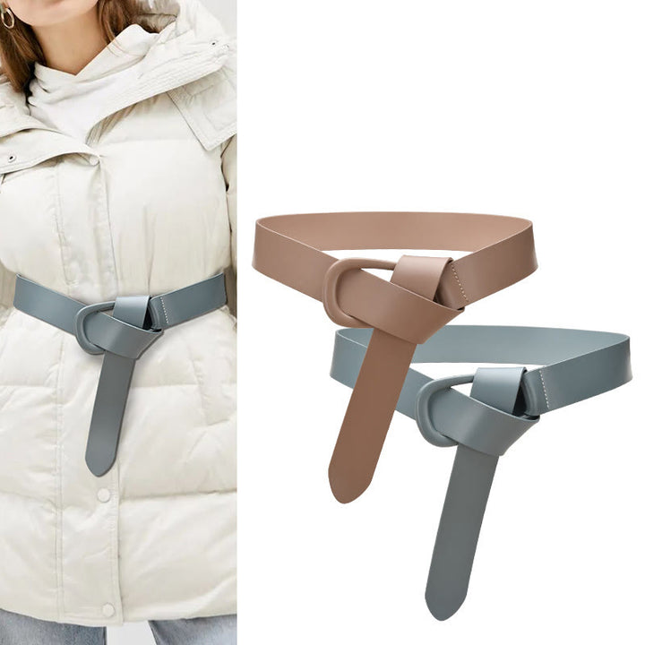 Simple Wide Waist Belt For Women Leather Knot Belt - image 4