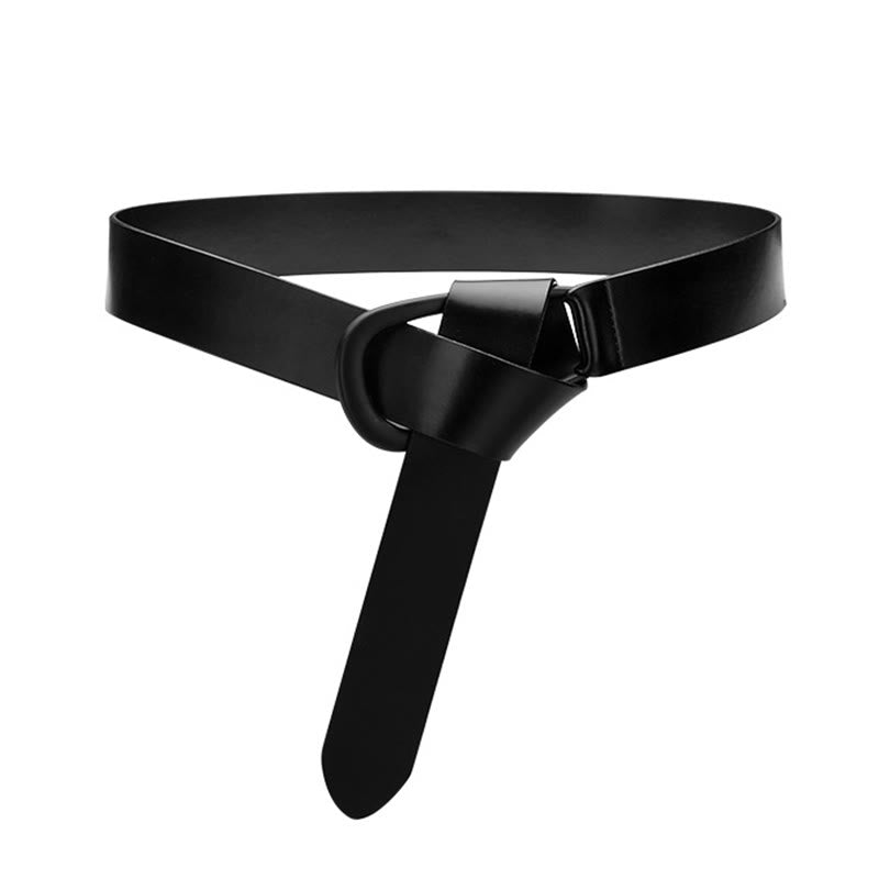 Simple Wide Waist Belt For Women Leather Knot Belt - Black - 43.31in / 110cm - image 14