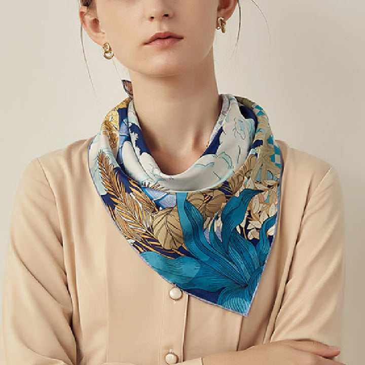 Women's Garden In The Air Spring Silk Thin Scarf - Dark - image 2