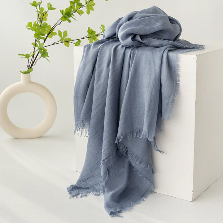 Solid Color Short Tassels Soft Thin Summer Scarf - LightSteelBlue - image 33