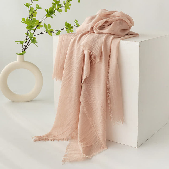 Solid Color Short Tassels Soft Thin Summer Scarf - MistyRose - image 21