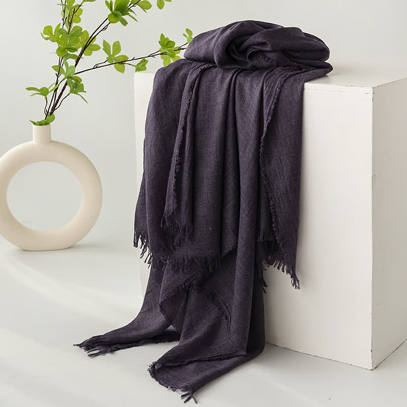 Solid Color Short Tassels Soft Thin Summer Scarf - DarkSlateBlue - image 39