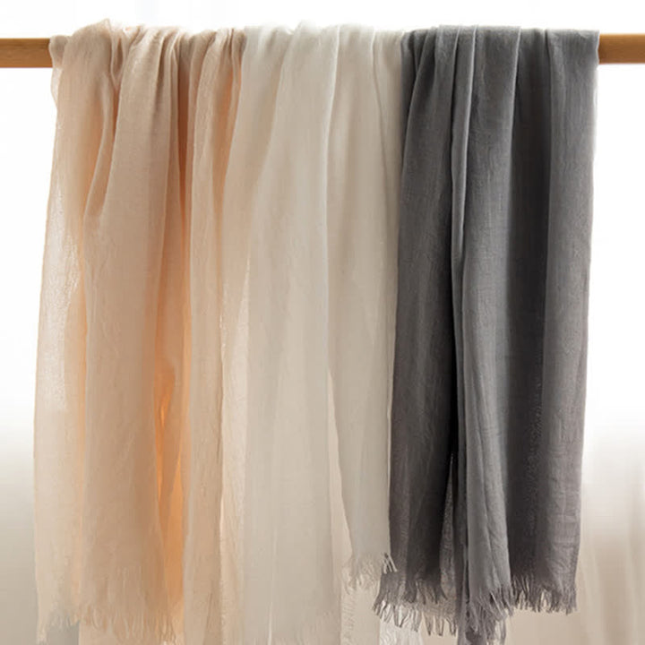 Solid Color Short Tassels Soft Thin Summer Scarf - image 3