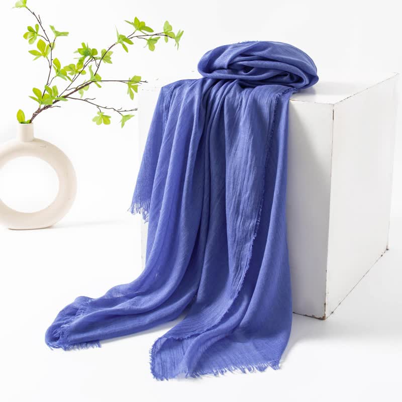 Solid Color Short Tassels Soft Thin Summer Scarf - MediumSlateBlue - image 54