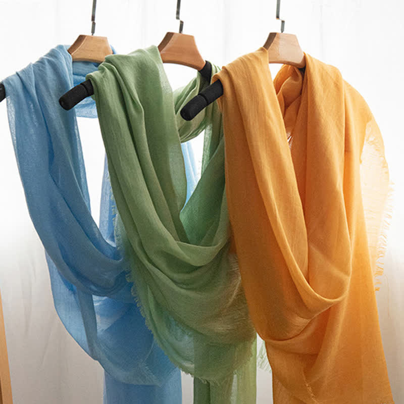 Solid Color Short Tassels Soft Thin Summer Scarf - image 1