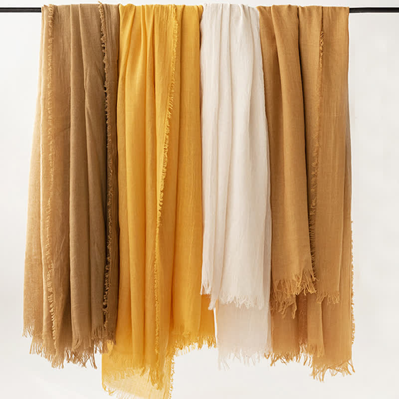 Solid Color Short Tassels Soft Thin Summer Scarf - image 2
