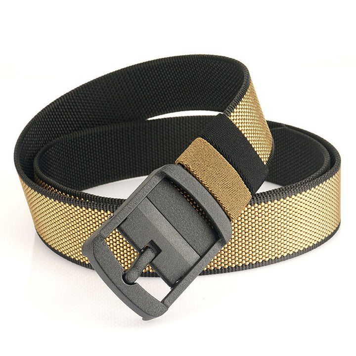 Men's Rotatable Alloy Buckle Belt Reversible Military Belt - Black+Gold - 42 - image 9