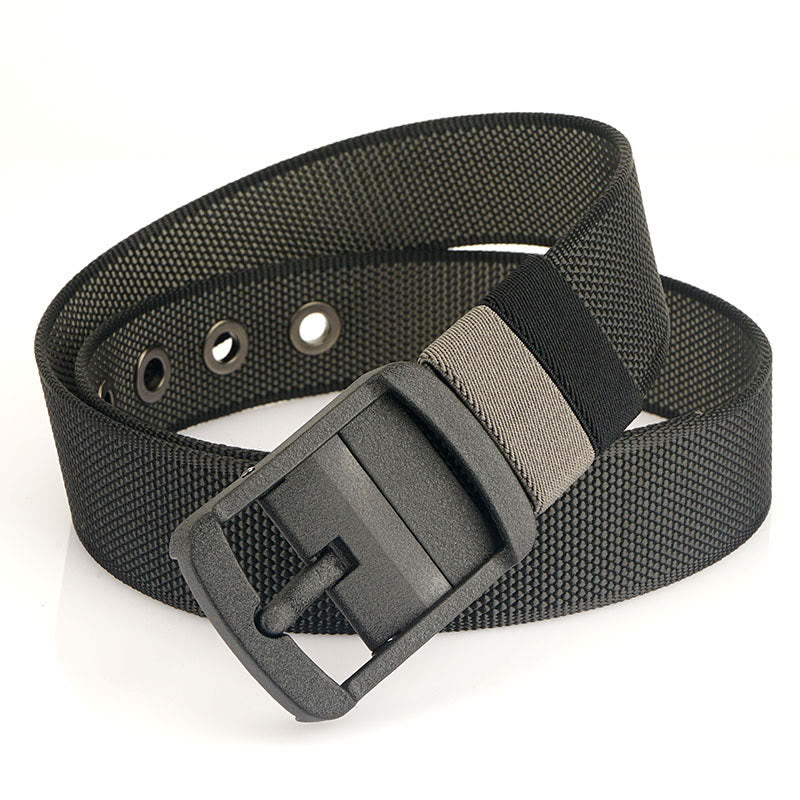 Men's Rotatable Alloy Buckle Belt Reversible Military Belt - Black+Dark Gray - 42 - image 8