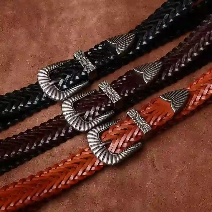 Everyday Casual Woven Cowhide Braided Leather Belt - image 6