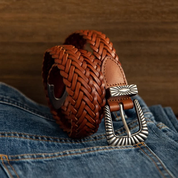 Everyday Casual Woven Cowhide Braided Leather Belt - image 9