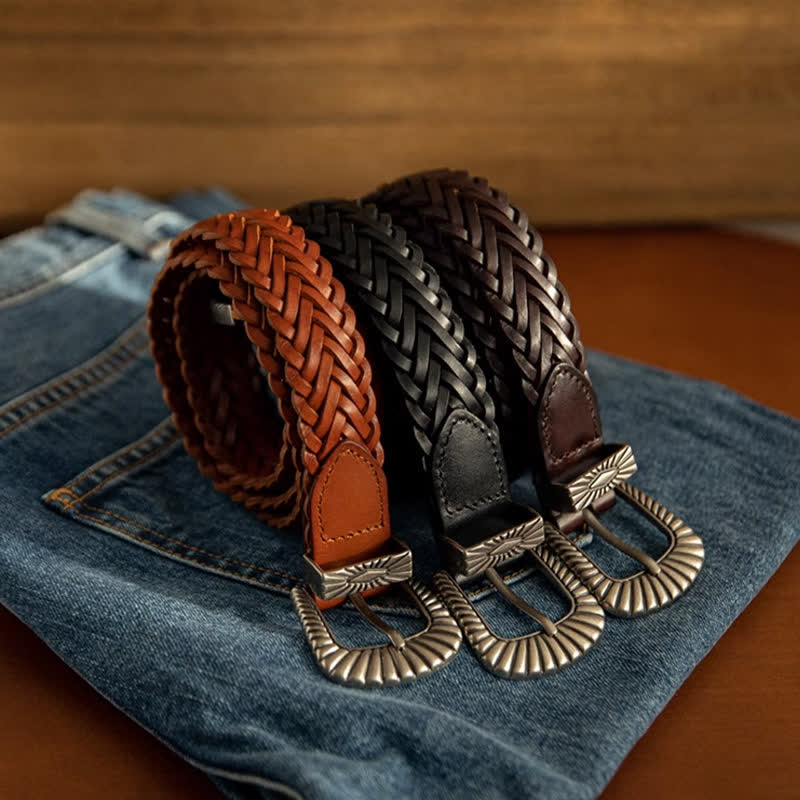 Everyday Casual Woven Cowhide Braided Leather Belt - image 4