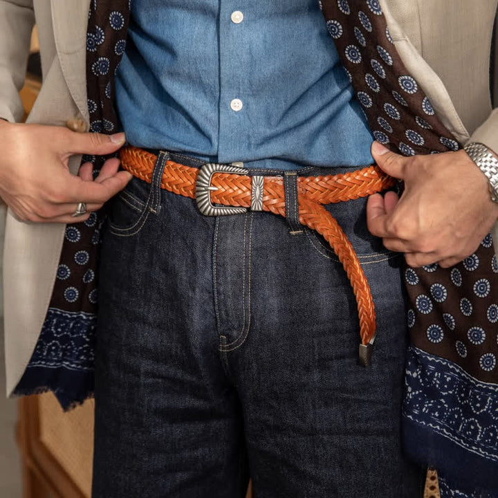 Everyday Casual Woven Cowhide Braided Leather Belt - image 0