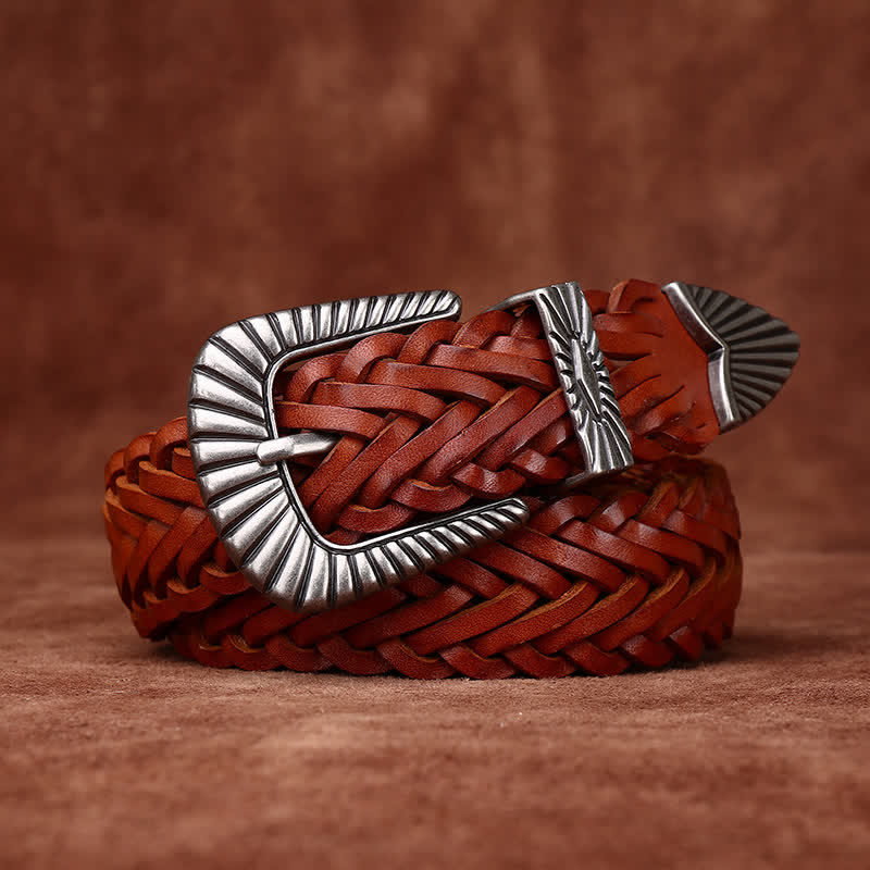 Everyday Casual Woven Cowhide Braided Leather Belt - image 8