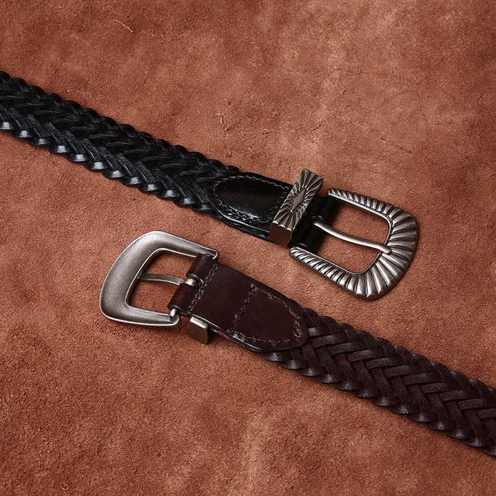 Everyday Casual Woven Cowhide Braided Leather Belt - image 7