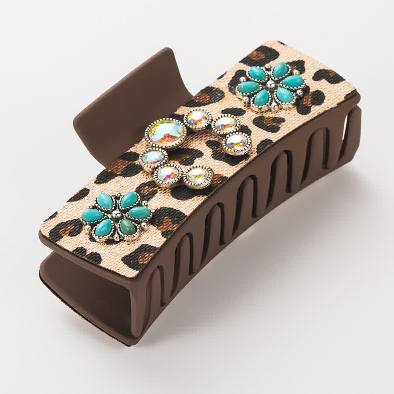 Women's Western Turquoise & Leopard Print Hair Claw Clip - Leopard - image 7
